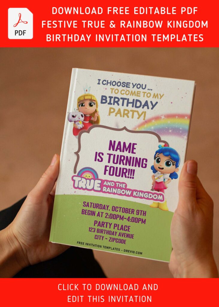 Invitation Template of (Free Editable PDF) Sparkling True And The Rainbow Kingdom Birthday Invitation Templates 5