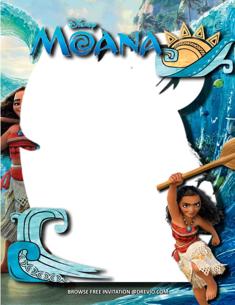 Invitation Template of (FREE Invitations) Moana Birthday Invitations + Party Ideas  8