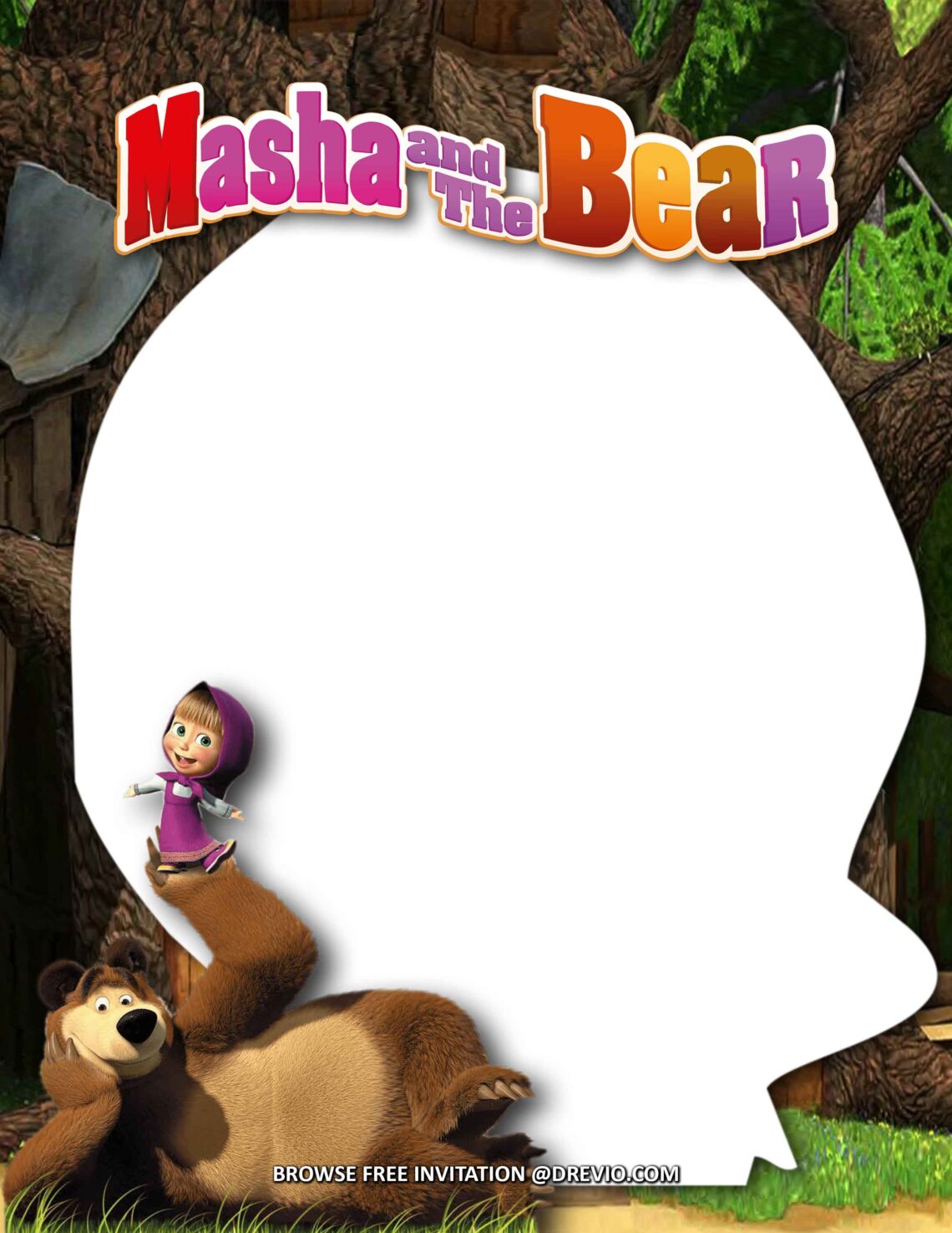 Masha And The Bear Invitation Template Free