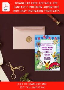 (Free Editable PDF) Fantastic Pokémon Adventure Birthday Invitation ...