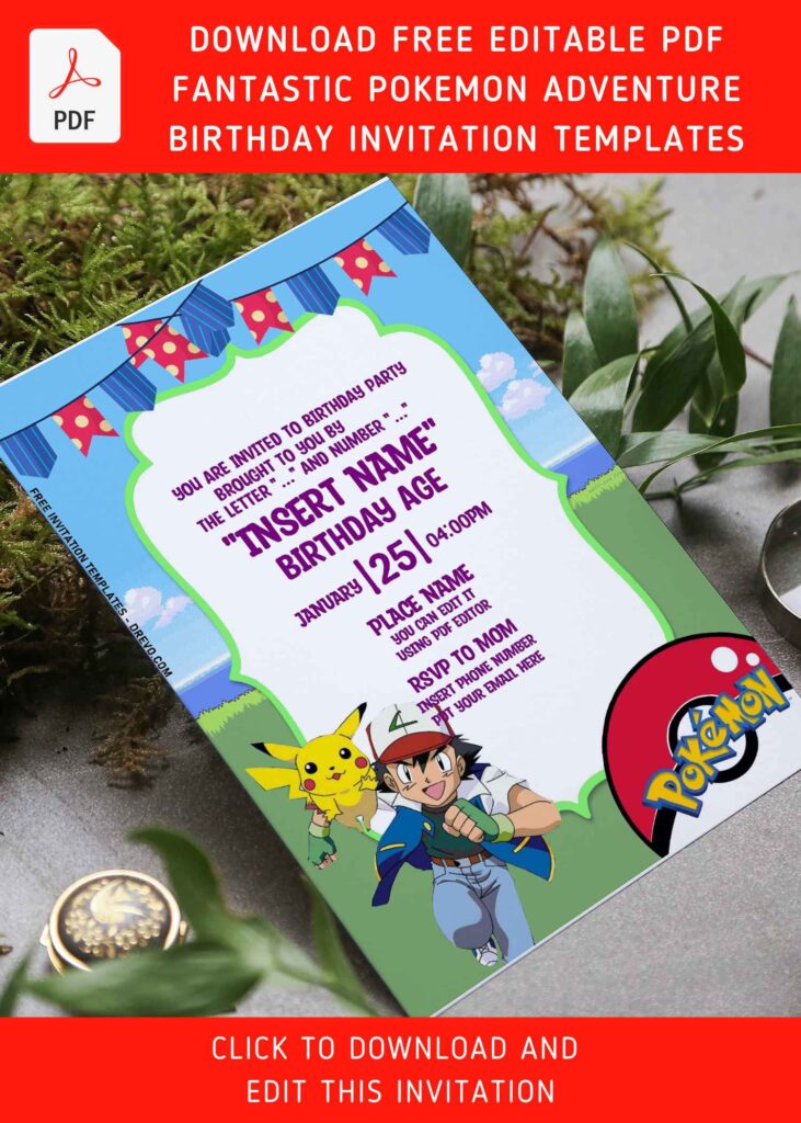 Invitation Template of (Free Editable PDF) Fantastic Pokémon Adventure Birthday Invitation Templates 10