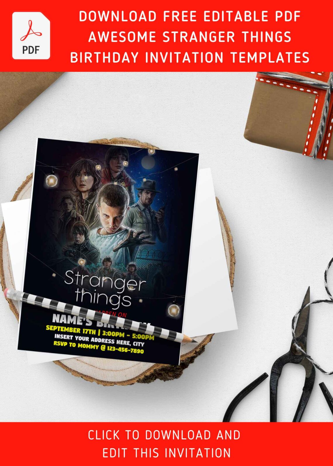 (Free Editable PDF) Awesome Stranger Things Sleepover Birthday Invitation Templates with cute text