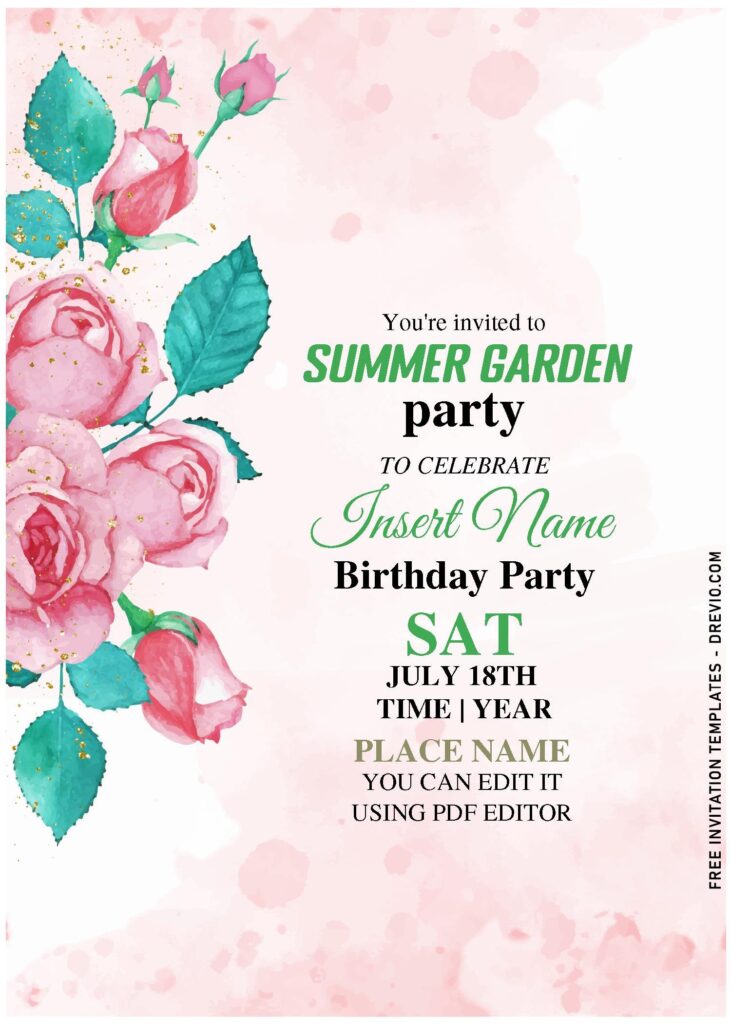 Invitation Template of (Free Editable PDF) Bewildered Watercolor Rose Invitation Templates For Any Occasions 2