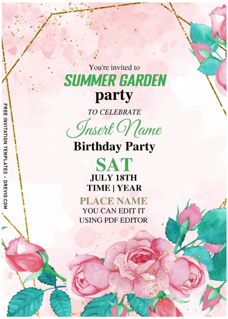 Invitation Template of (Free Editable PDF) Bewildered Watercolor Rose Invitation Templates For Any Occasions 3