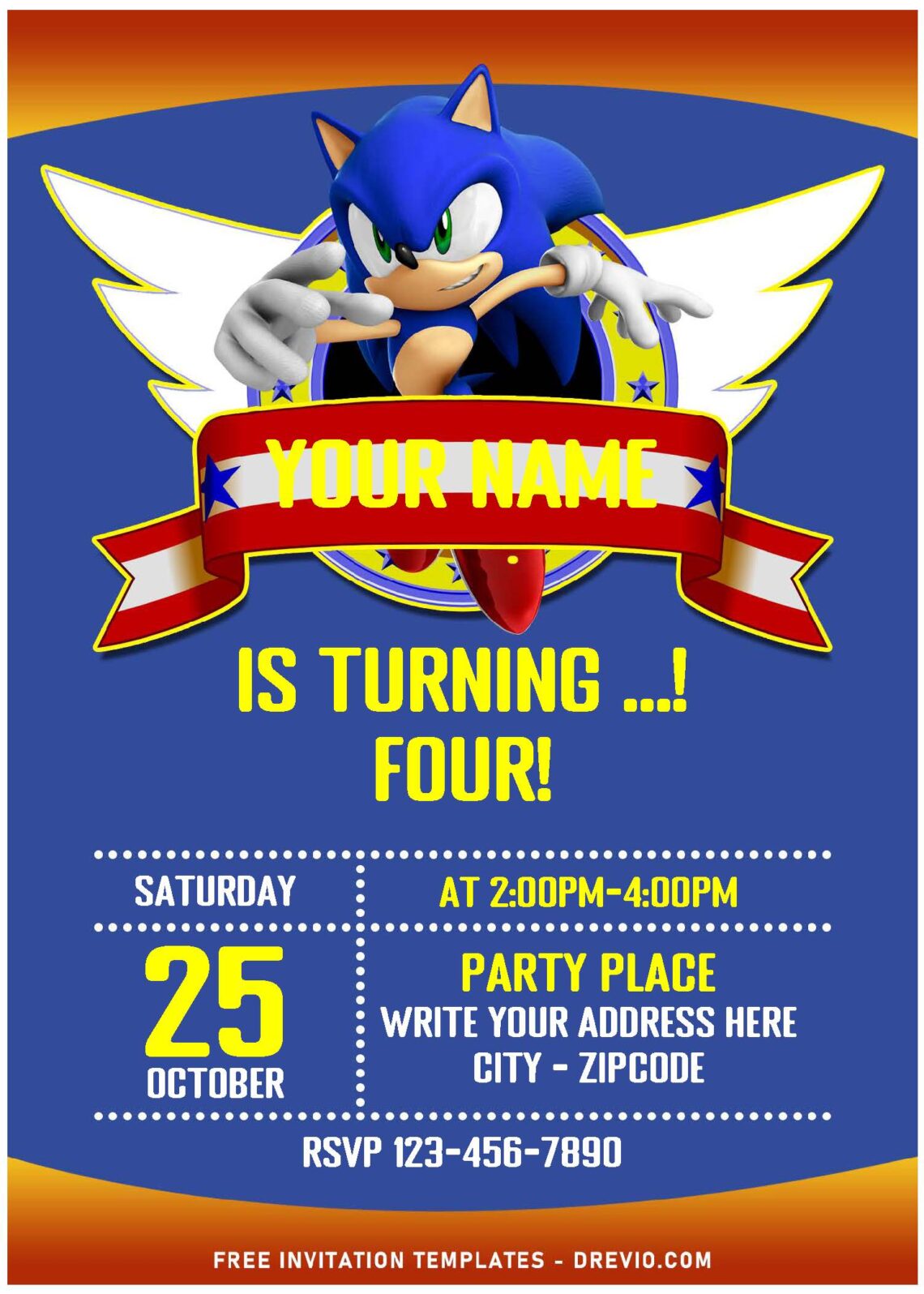 Free Editable PDF – Blue Savior Sonic And Shadow Birthday Invitation ...