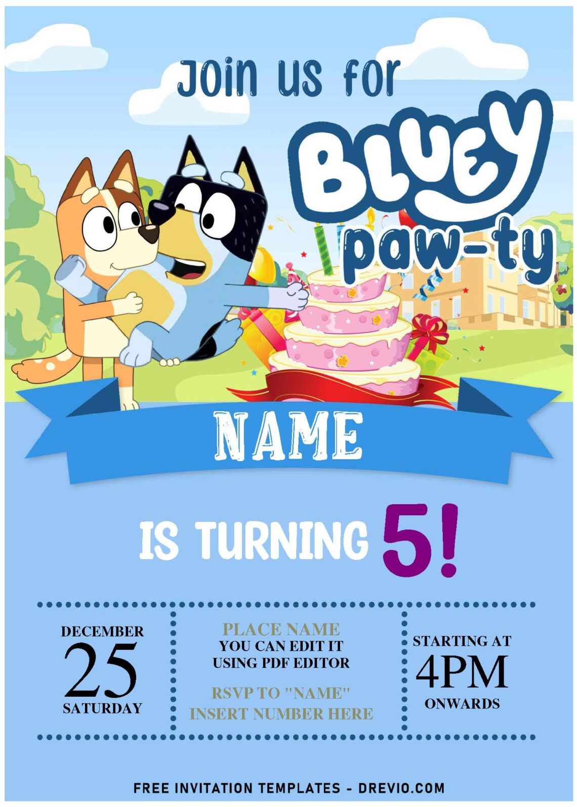 Free Editable PDF – Bluey Birthday Invitation Templates | Download Hundreds  FREE PRINTABLE Birthday Invitation Templates Media