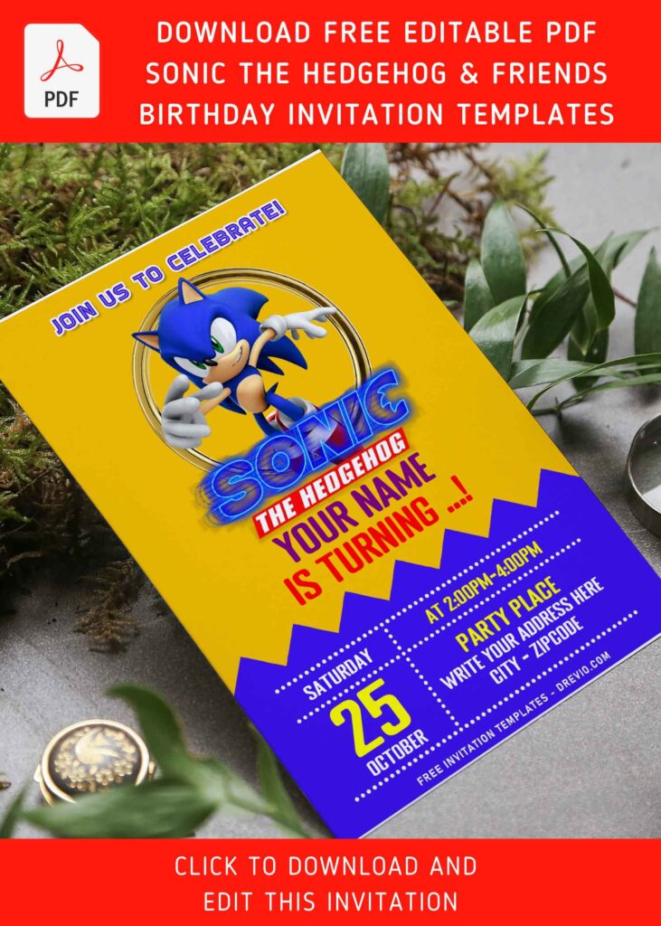 Invitation Template of (Free Editable PDF) Incredible Sonic The Hedgehog Birthday Invitation Templates 8