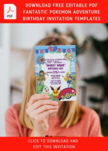 (Free Editable PDF) Fantastic Pokémon Adventure Birthday Invitation ...