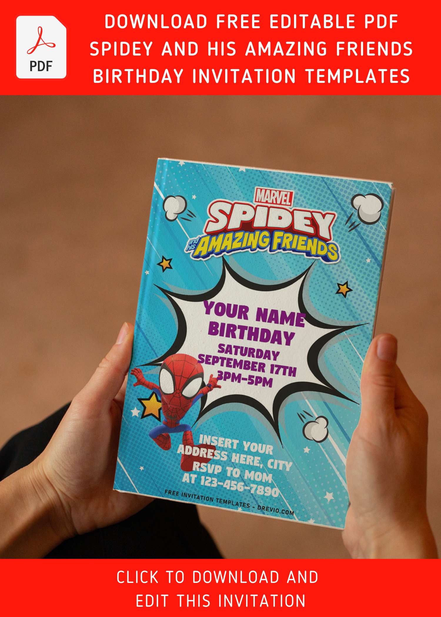 Free Editable PDF Epic Spidey And His Amazing Friends Birthday