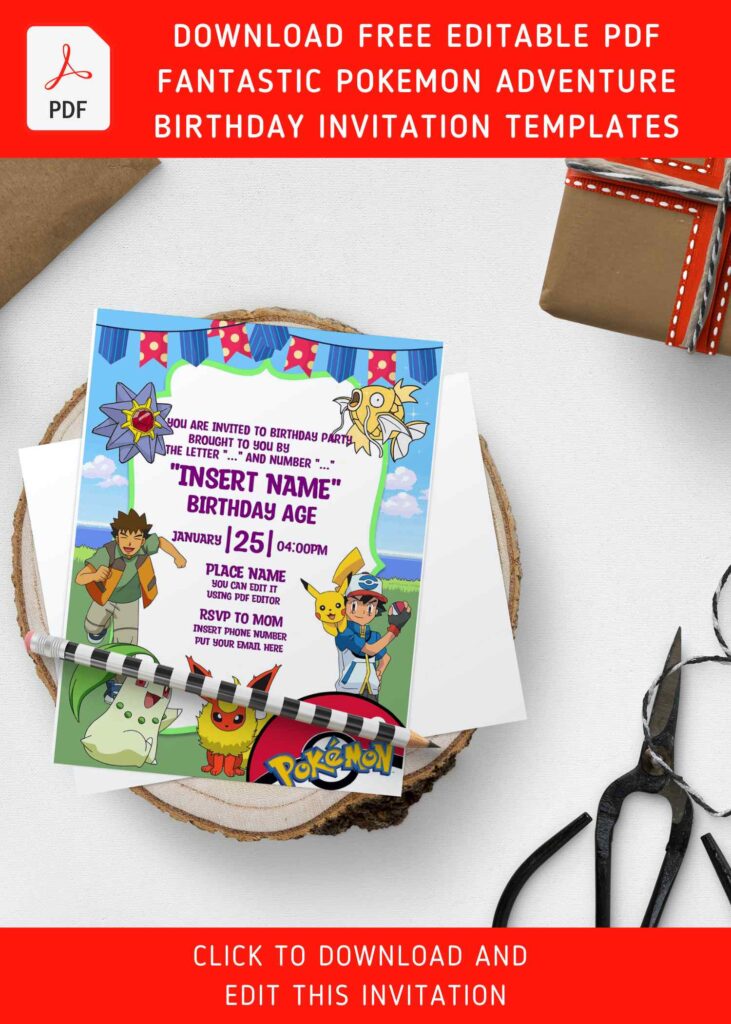 Invitation Template of (Free Editable PDF) Fantastic Pokémon Adventure Birthday Invitation Templates 8