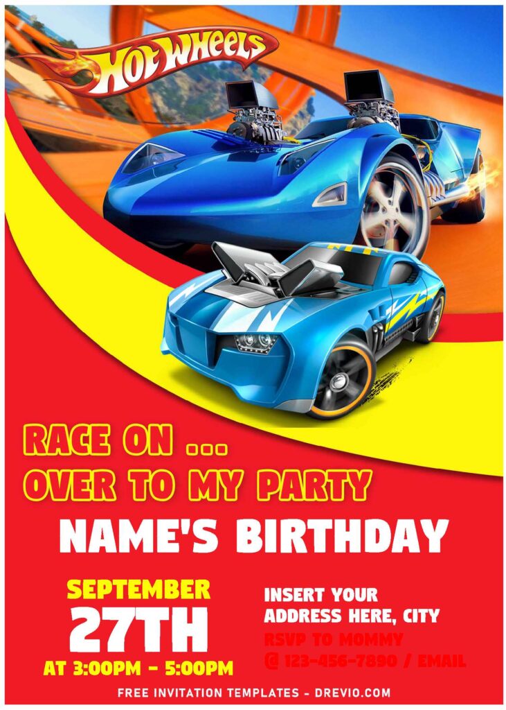 (Free Editable PDF) Hot Wheels Wild Racer Birthday Invitation Templates with awesome Hot Wheels racing track