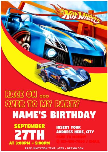 (Free Editable PDF) Hot Wheels Wild Racer Birthday Invitation Templates ...