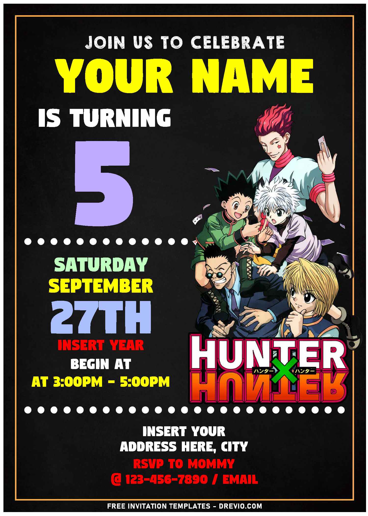 Free Editable PDF) Super Epic Hunter X Hunter Anime Birthday