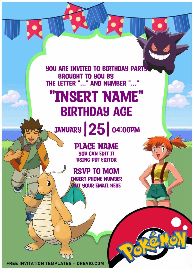 Invitation Template of (Free Editable PDF) Fantastic Pokémon Adventure Birthday Invitation Templates 2