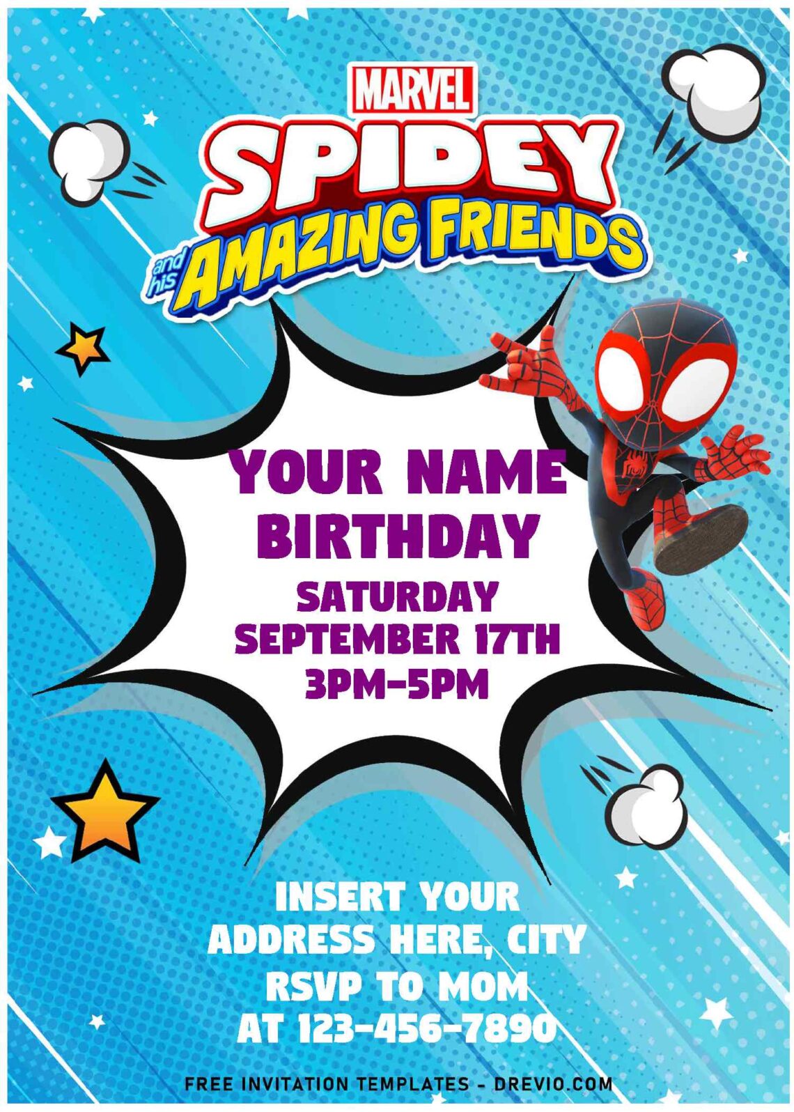 Free Editable PDF Spidey And His Amazing Friends Birthday Invitation
