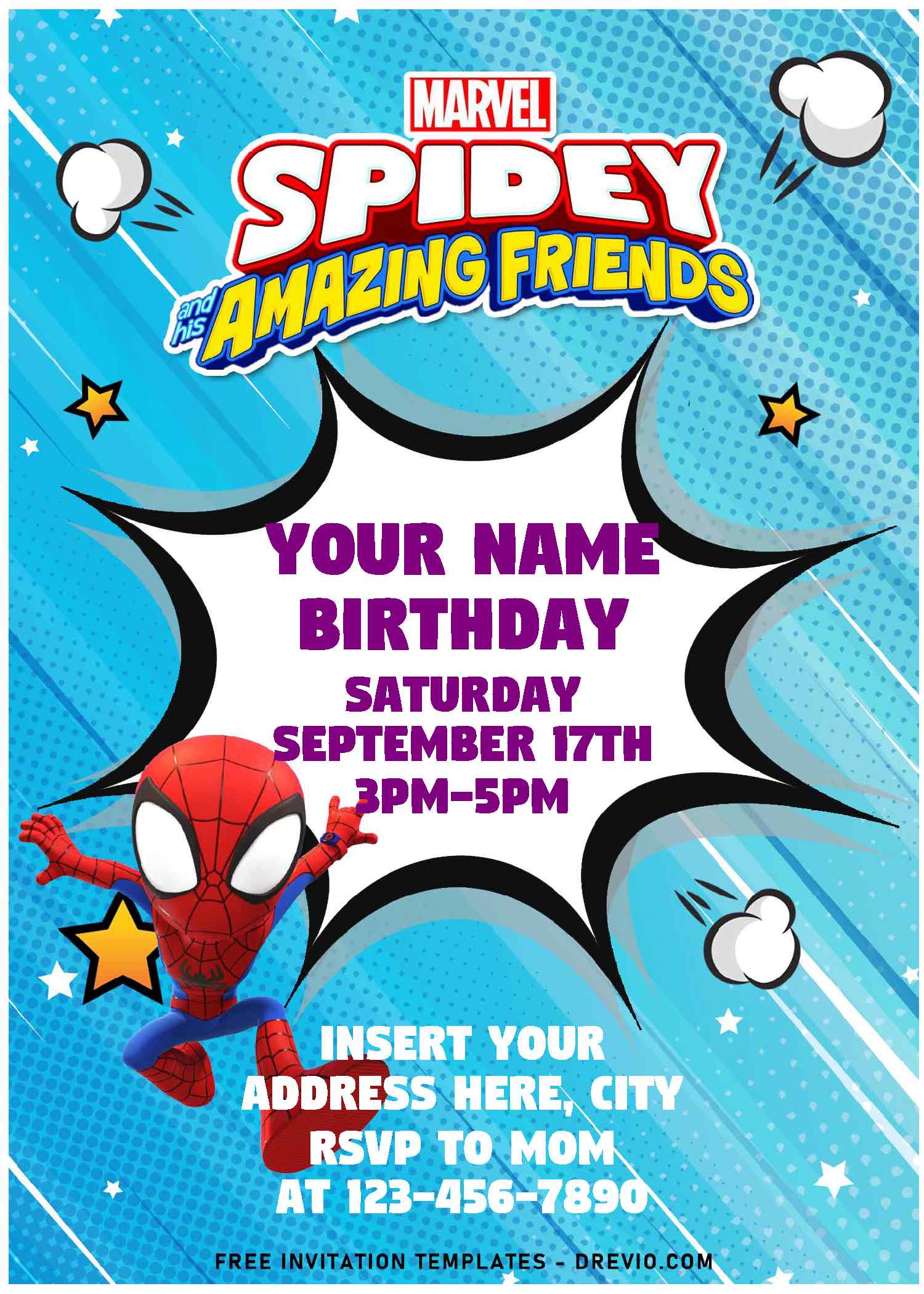 Free Editable PDF) Epic Spidey And His Amazing Friends Birthday Invitation  Templates
