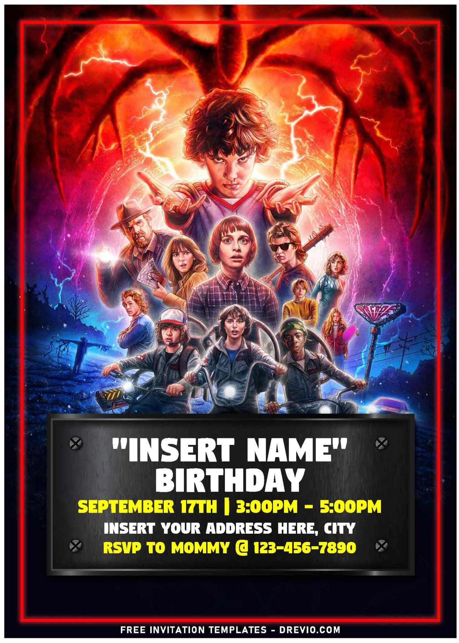 Free Editable PDF Stranger Things Birthday Invitation Templates A 