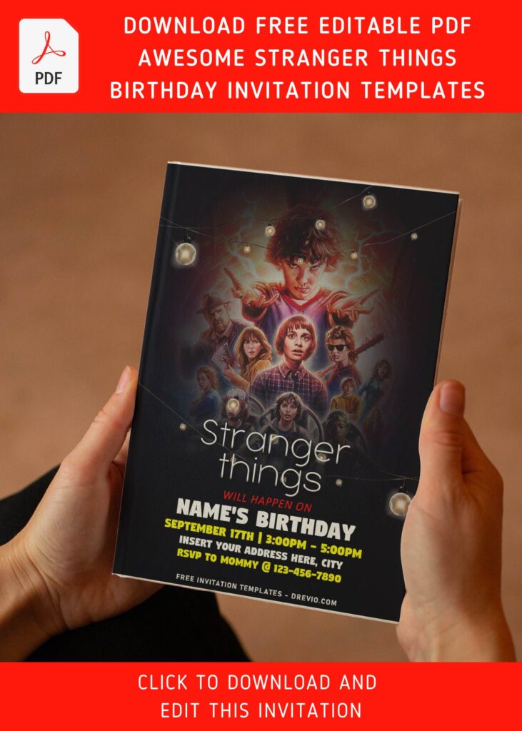 (Free Editable PDF) Awesome Stranger Things Sleepover Birthday Invitation Templates with Max and Eleven