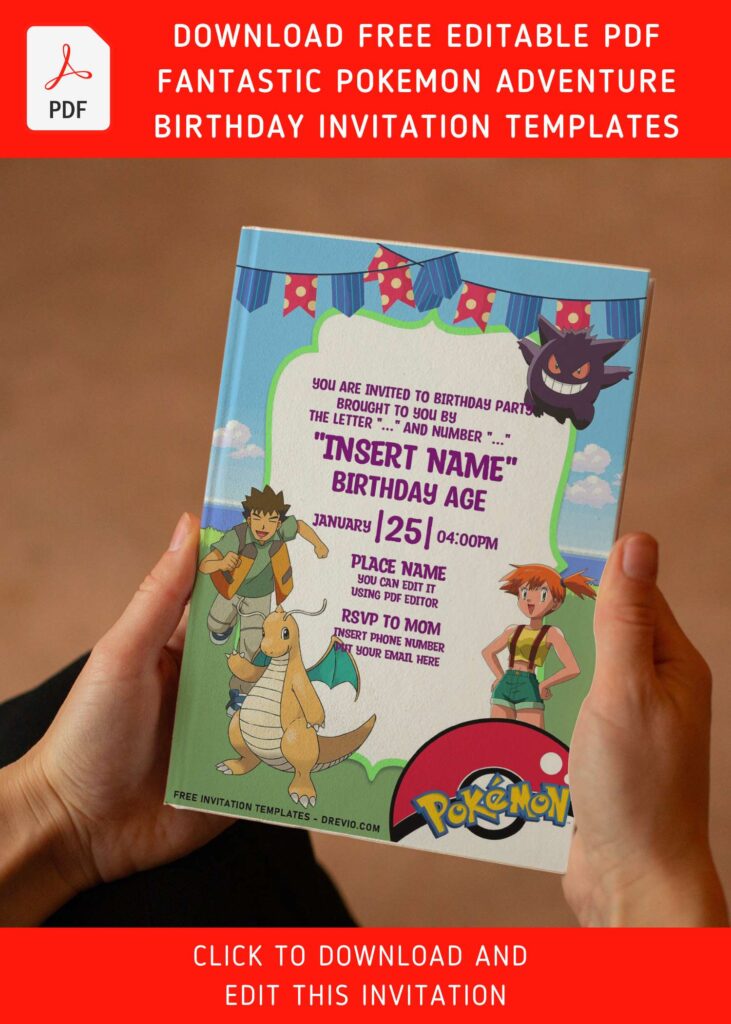 Invitation Template of (Free Editable PDF) Fantastic Pokémon Adventure Birthday Invitation Templates 6