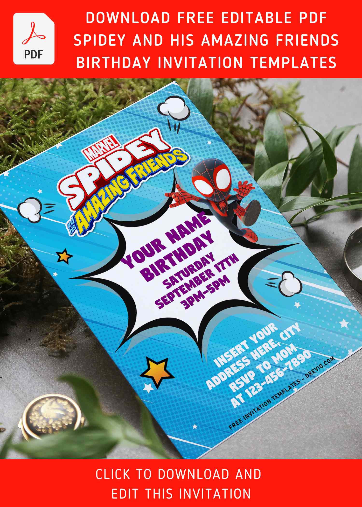 Free Editable PDF Super Cute Spidey And His Amazing Friends Birthday