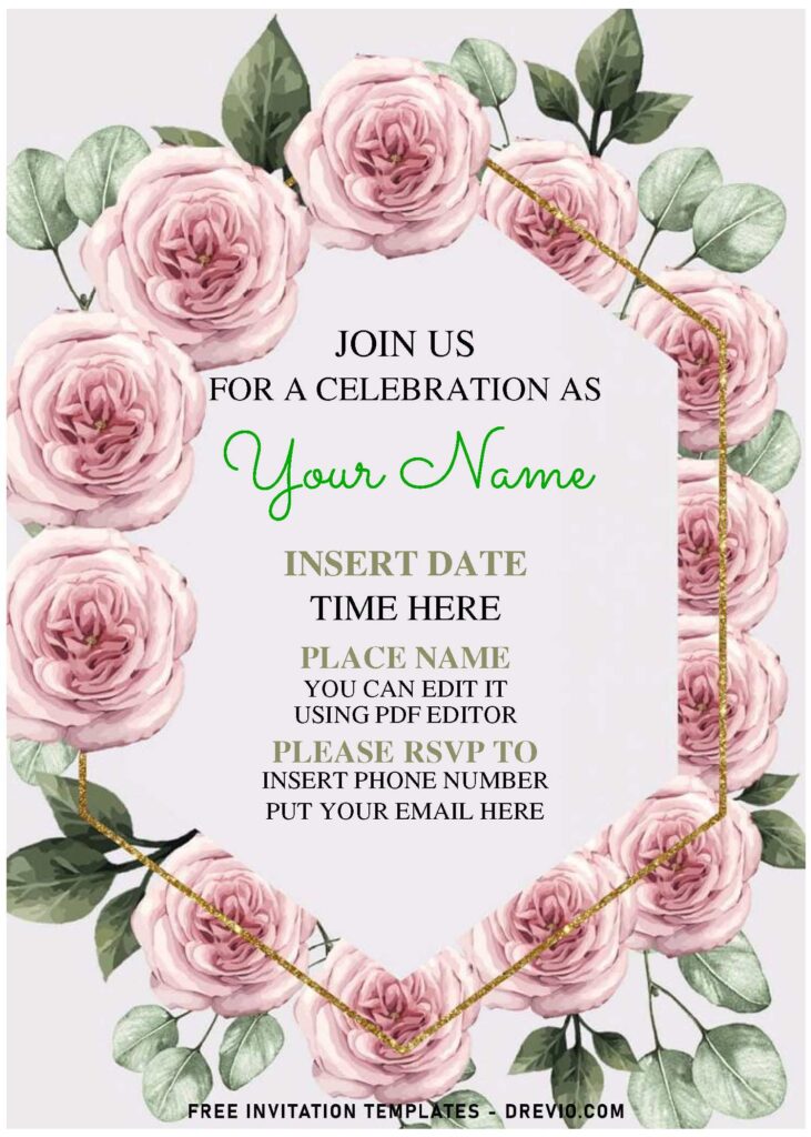 Invitation Template of (Free Editable PDF) Glamorous Rosebuds Birthday Invitation Templates 2