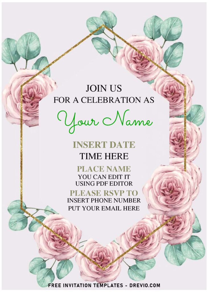 Invitation Template of (Free Editable PDF) Glamorous Rosebuds Birthday Invitation Templates 1