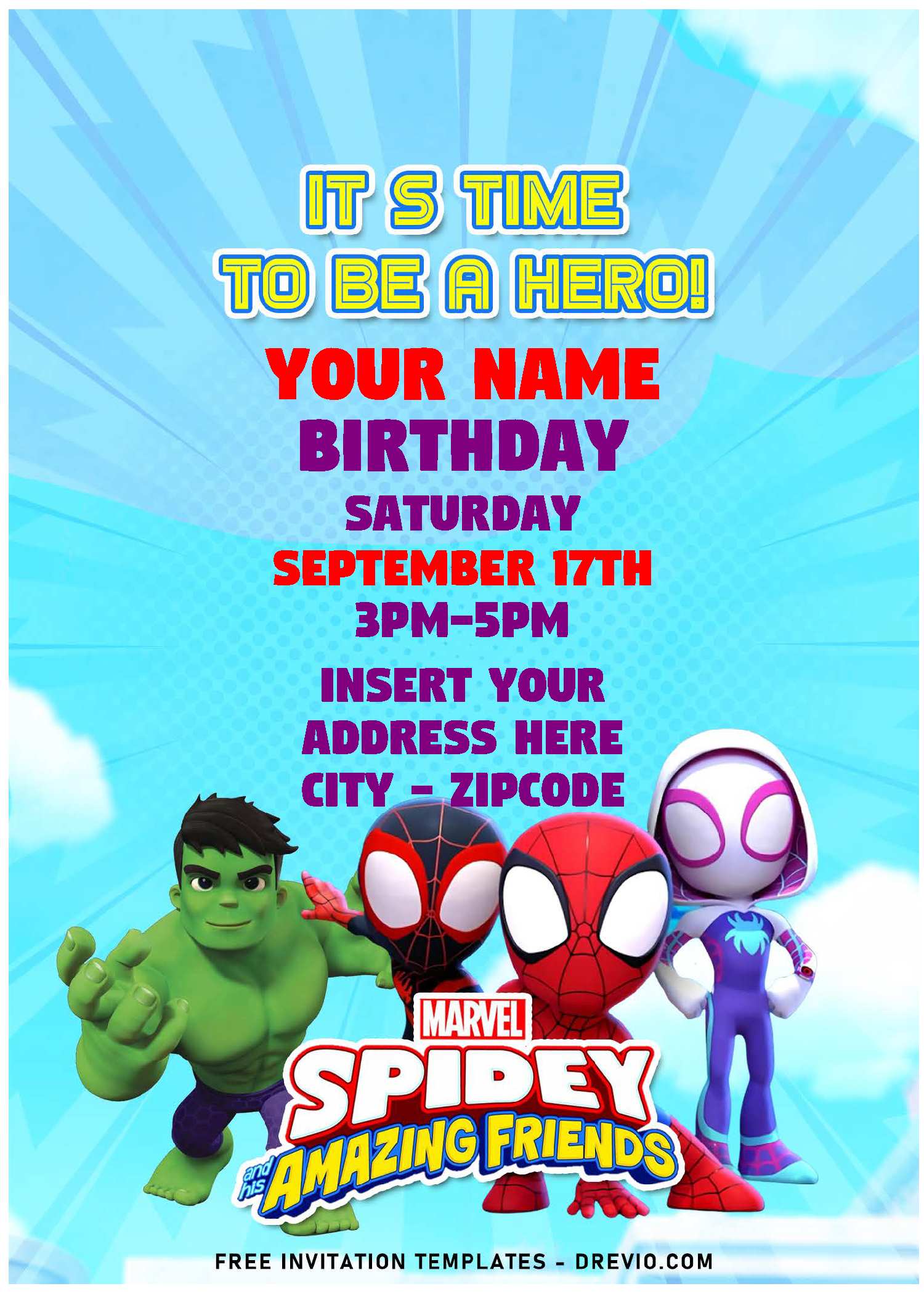 Spidey and His Amazing Friends Invitation - Edit Online Now