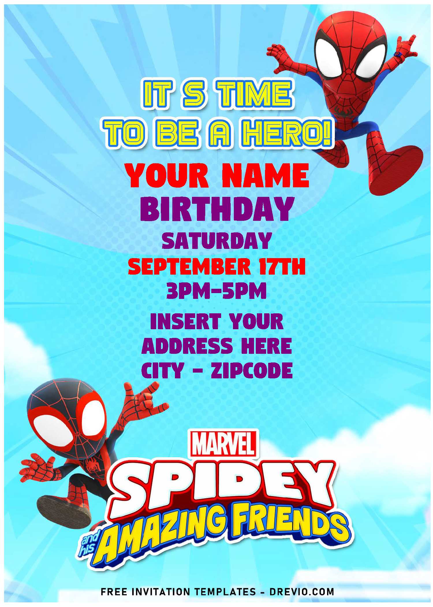 Spiderman Spidey and His Amazing Friends Birthday Invitation Digital  Download 