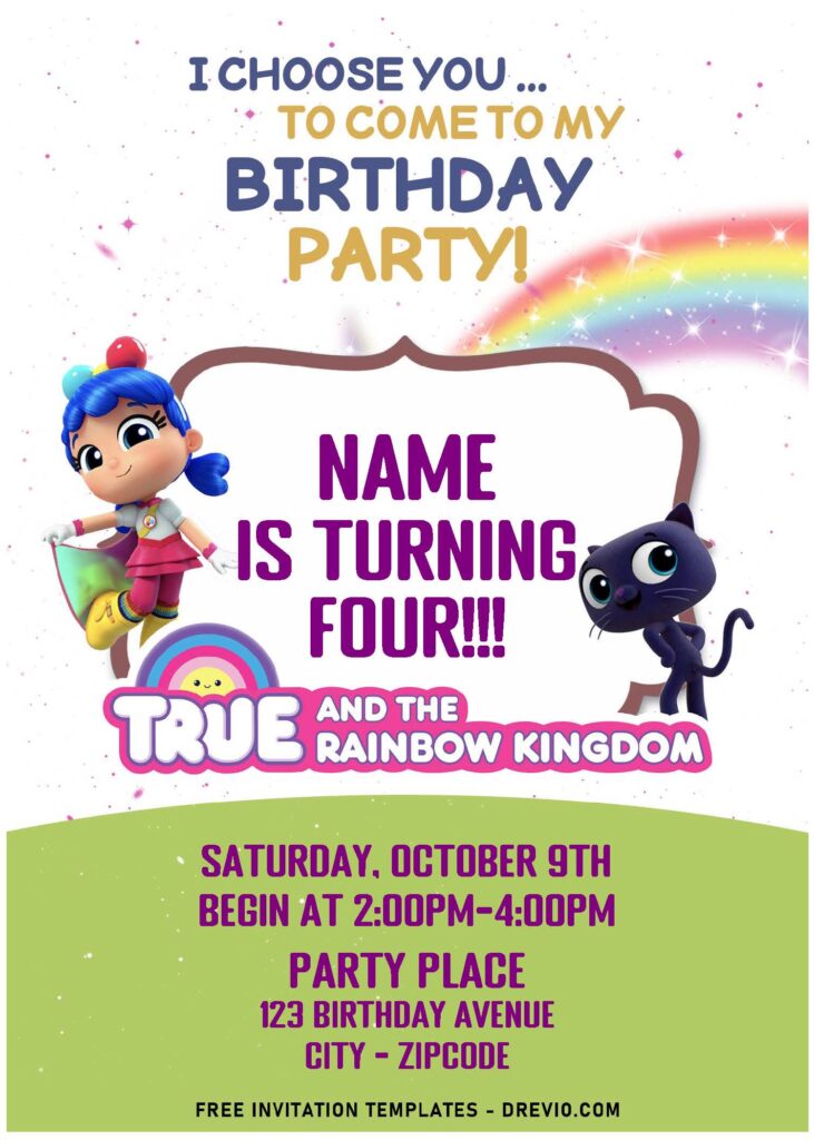 Invitation Template of (Free Editable PDF) Sparkling True And The Rainbow Kingdom Birthday Invitation Templates 3