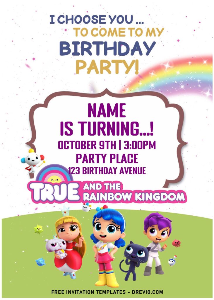 Invitation Template of (Free Editable PDF) Sparkling True And The Rainbow Kingdom Birthday Invitation Templates 1