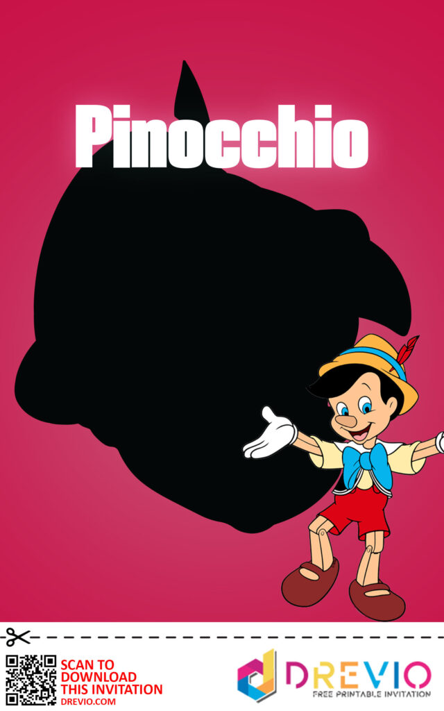 Invitation Template of [FREE INVITATIONS] Pinocchio Baby Shower Invitations + Party Ideas 1