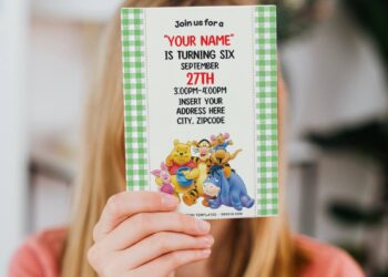 (Free Editable PDF) Sunny Bright Winnie The Pooh Birthday Invitation Templates