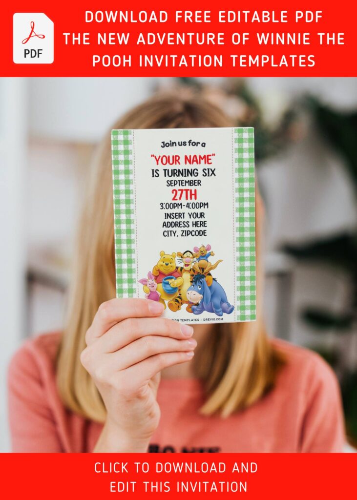 Invitation Template of (Free Editable PDF) Sunny Bright Winnie The Pooh Birthday Invitation Templates 7