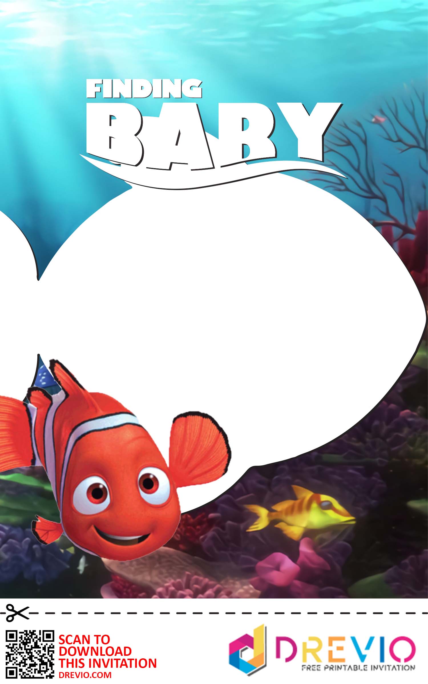 Finding Nemo Themed Baby Shower Invitations + Party Ideas  Download  Hundreds FREE PRINTABLE Birthday Invitation Templates