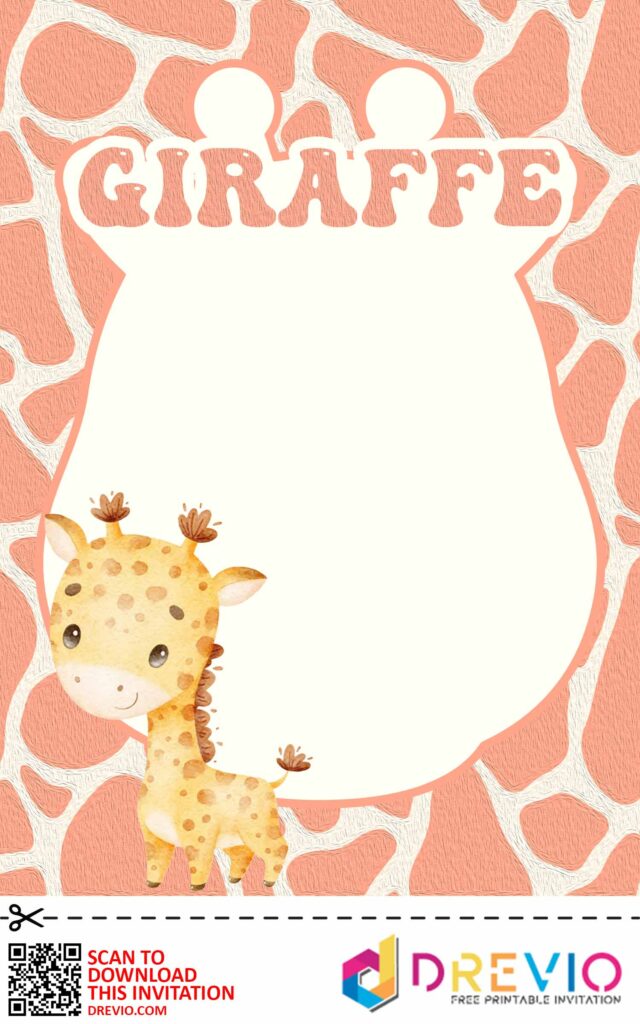 Invitation Template of [FREE INVITATIONS] Giraffe Themed Baby Shower Invitations + Party Ideas 1