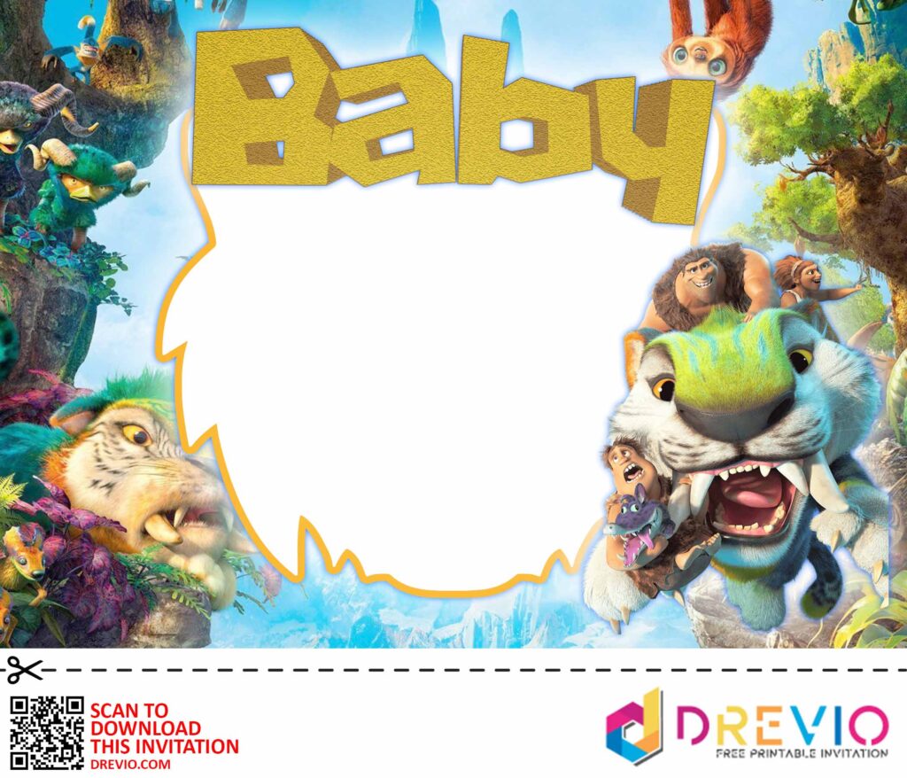 Invitation Template of [FREE INVITATIONS] The Croods Themed Baby Shower Invitations + Party Ideas 1