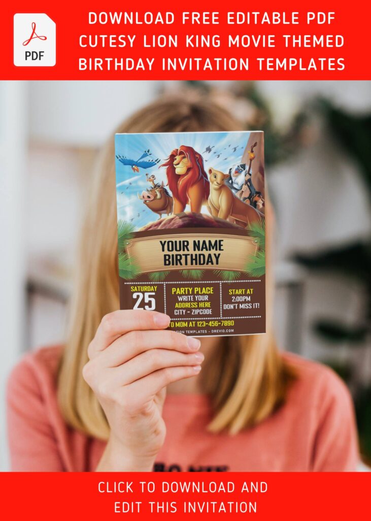 Invitation Template of (Free Editable PDF) Timeless Lion King Birthday Invitation Templates 10