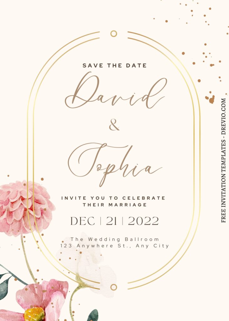 (Free) 11+ Scenic Modern Boho Love Canva Wedding Invitation Templates with pink ranunculus