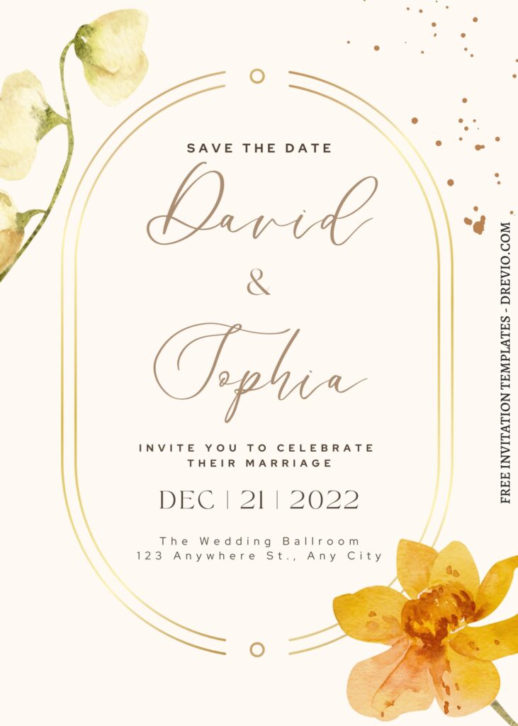 (Free) 11+ Scenic Modern Boho Love Canva Wedding Invitation Templates with watercolor sunflowers