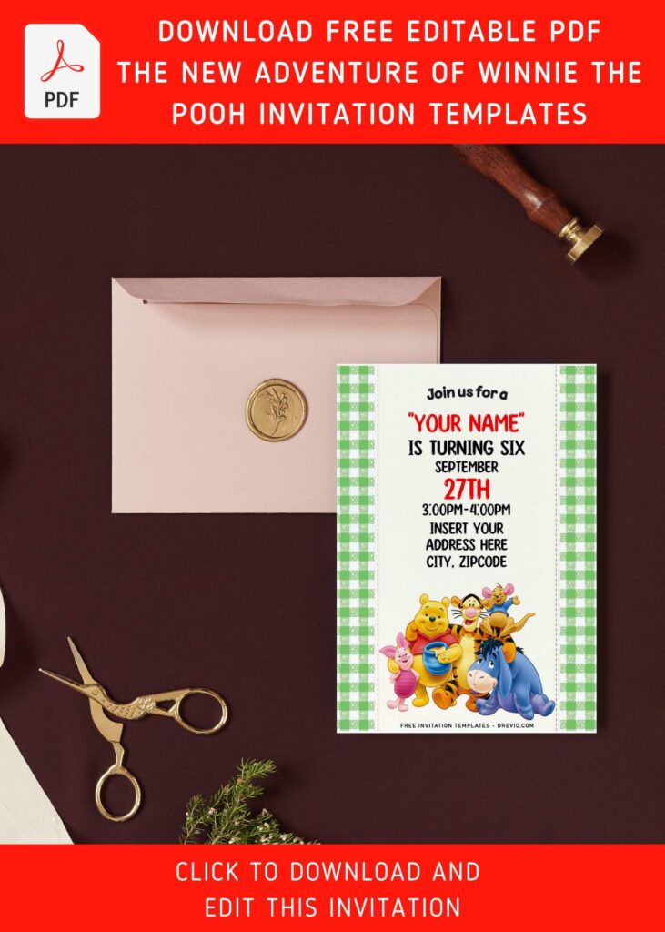 Invitation Template of (Free Editable PDF) Sunny Bright Winnie The Pooh Birthday Invitation Templates 6