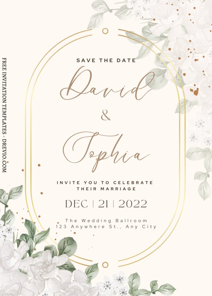 (Free) 11+ Scenic Modern Boho Love Canva Wedding Invitation Templates with gold glitter