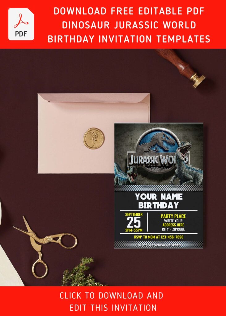 Invitation Template of (Free Editable PDF) Thrilling Fun Dino Jurassic World Birthday Invitation Templates 9