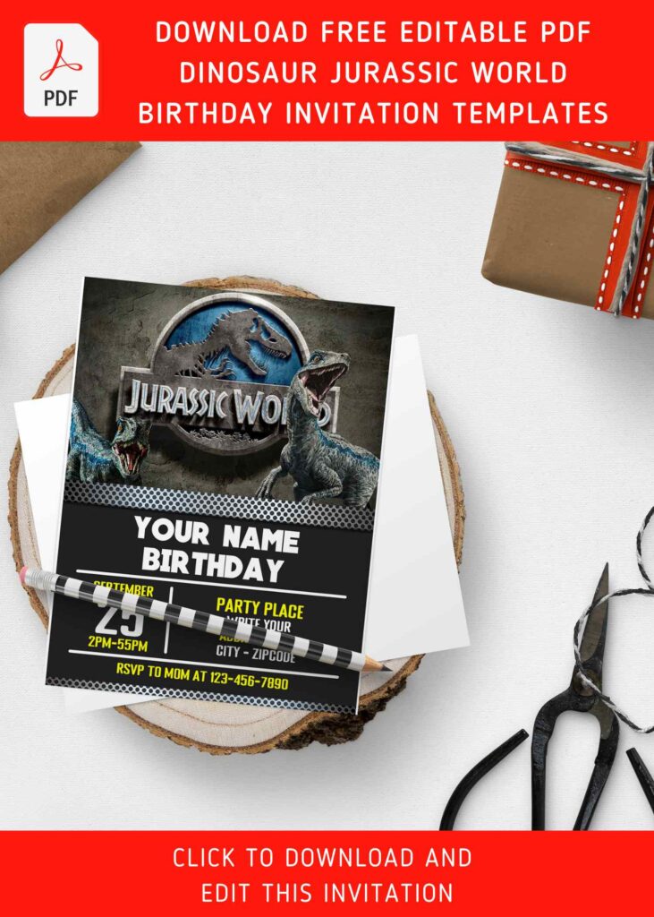 Invitation Template of (Free Editable PDF) Thrilling Fun Dino Jurassic World Birthday Invitation Templates 8