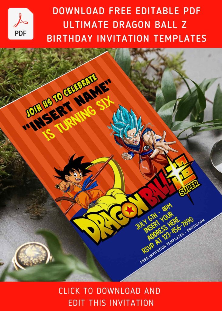 Invitation Template of (Free Editable PDF) Ultimate Dragon Ball Z Birthday Invitation Templates 6