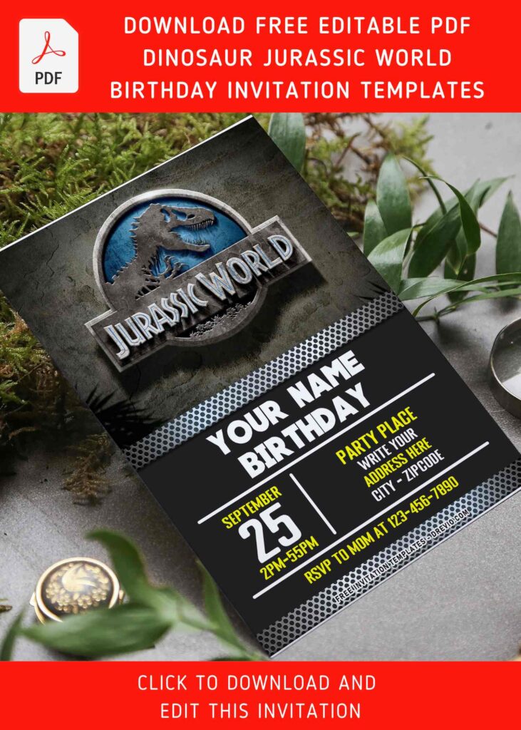 Invitation Template of (Free Editable PDF) Thrilling Fun Dino Jurassic World Birthday Invitation Templates 6