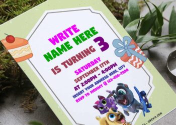 (Free Editable PDF) Dreamy Cute Puppy Dog Pals Birthday Invitation Templates