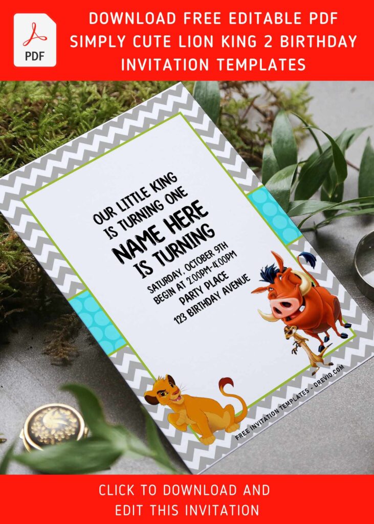 Invitation Template of (Free Editable PDF) Simply Cute Boho Lion King Birthday Invitation Templates 6