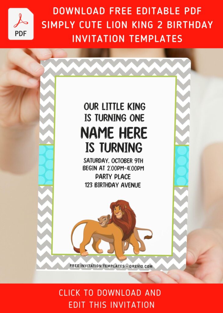 Invitation Template of (Free Editable PDF) Simply Cute Boho Lion King Birthday Invitation Templates 5