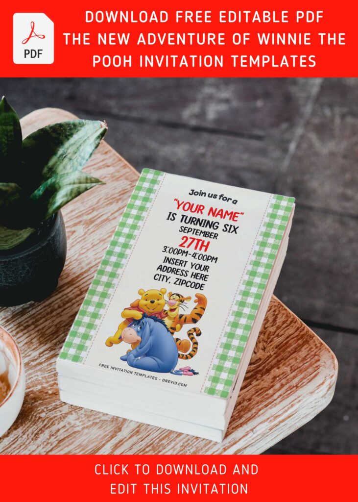 Invitation Template of (Free Editable PDF) Sunny Bright Winnie The Pooh Birthday Invitation Templates 8