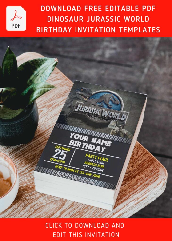 Invitation Template of (Free Editable PDF) Thrilling Fun Dino Jurassic World Birthday Invitation Templates 4